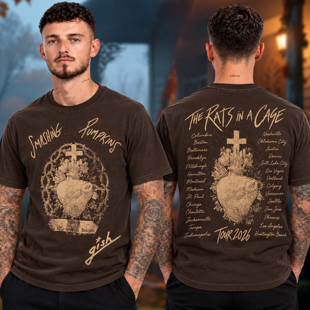 The Smashing Pumpkins Merch The Rats In A Cage Tour 2026 Gish Cross Heart Tour T-Shirt Rock Fans Gear 1 - Unicasport The Smashing Pumpkins Merch The Rats In A Cage Tour 2026 Gish Cross Heart Tour T-Shirt Rock Fans Gear