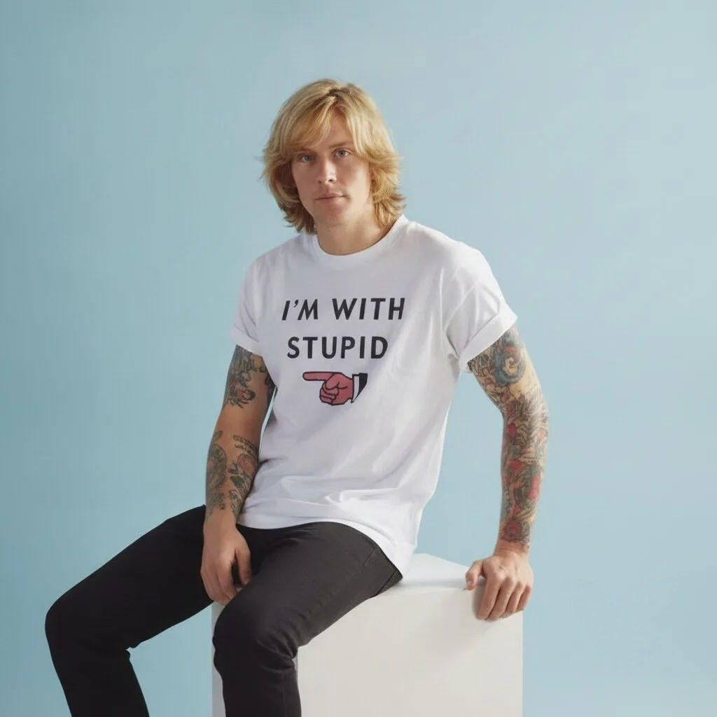 I'm With Stupid T-Shirt White Humorous Clothing Funny Gag Gifts Ideas 1 - Unicasport I'm With Stupid T-Shirt White Humorous Clothing Funny Gag Gifts Ideas