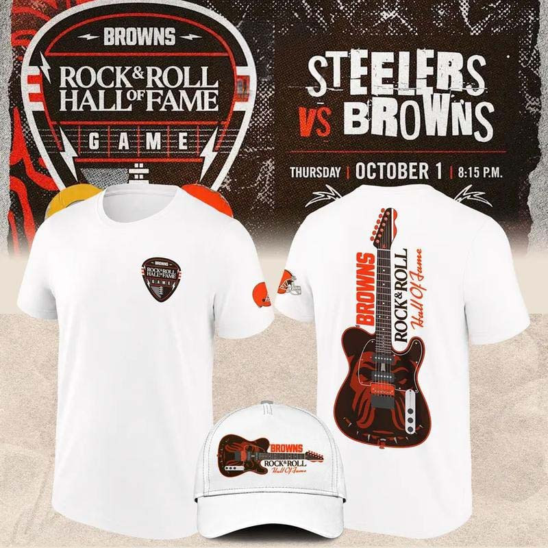 Cleveland Browns Merch Rock ANd Roll Hall Of Fame 2026 White T-Shirt Gift For Rock Lover 1 - Unicasport Cleveland Browns Merch Rock ANd Roll Hall Of Fame 2026 White T-Shirt Gift For Rock Lover