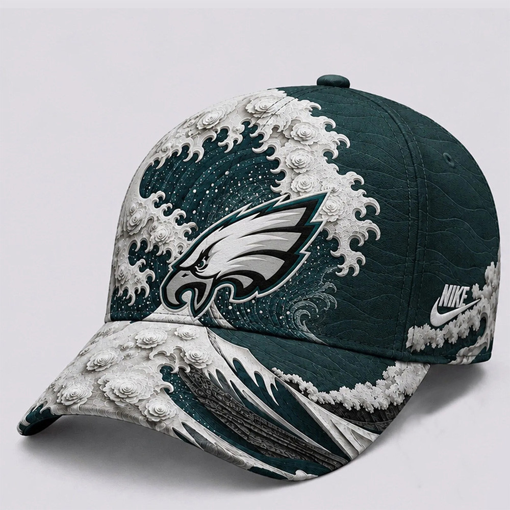 Philadelphia Eagles Merch Great Wave Off Kanagawa Hat NFL Teams Cap Eagles Fans Gifts 1 - Unicasport Philadelphia Eagles Merch Great Wave Off Kanagawa Hat NFL Teams Cap Eagles Fans Gifts