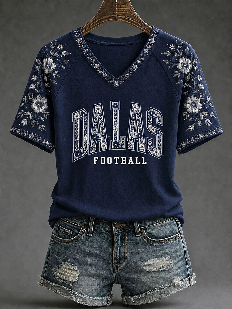 Dallas Cowboys Merch Dallas Football V-Neck Shirt Cowboys Game Day Fashion NFL Fans Gifts 1 - Unicasport Dallas Cowboys Merch Dallas Football V-Neck Shirt Cowboys Game Day Fashion NFL Fans Gifts