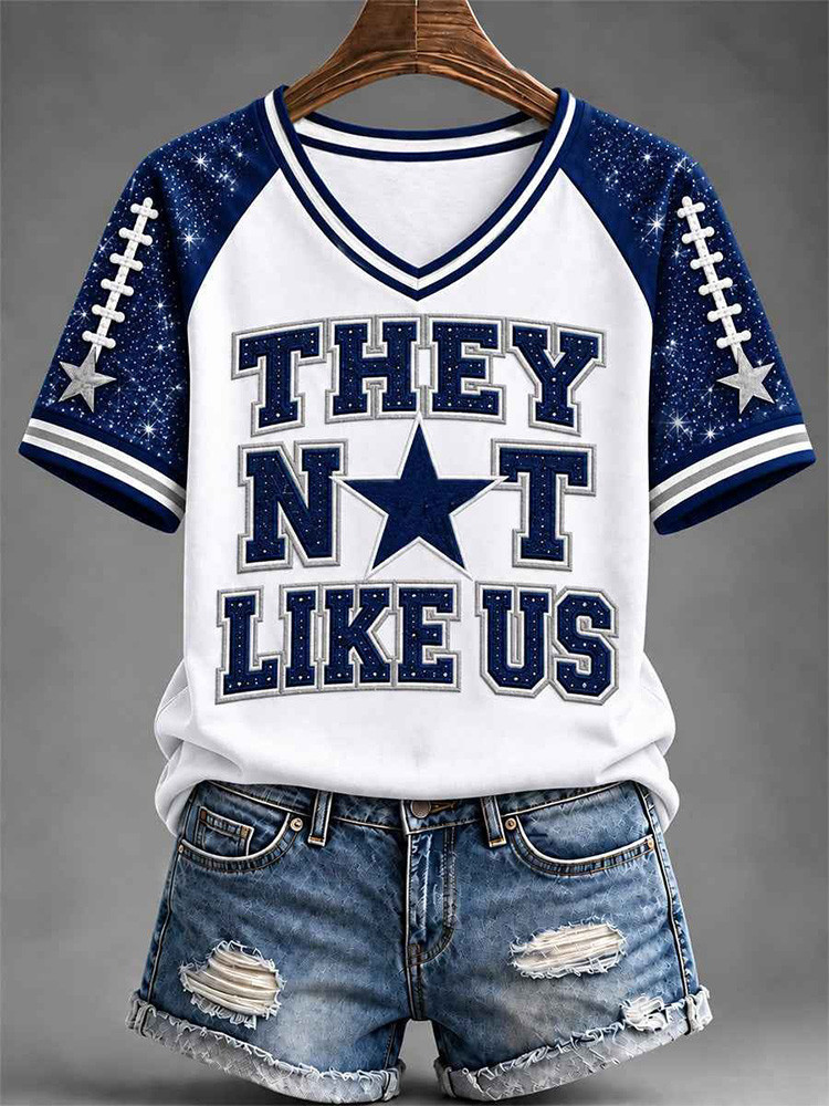 Dallas Cowboys Merch They Not Like Us V-Neck Shirt NFL Outfit Football Fan Gifts 1 - Unicasport Dallas Cowboys Merch They Not Like Us V-Neck Shirt NFL Outfit Football Fan Gifts