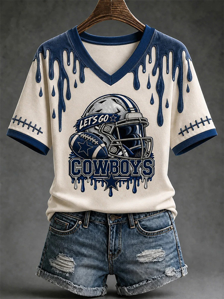 Dallas Cowboys Merch Let's Go Cowboys V-Neck Shirt NFL Outfit Game Day Clothing Gift For Cowboys Lovers 1 - Unicasport Dallas Cowboys Merch Let's Go Cowboys V-Neck Shirt NFL Outfit Game Day Clothing Gift For Cowboys Lovers