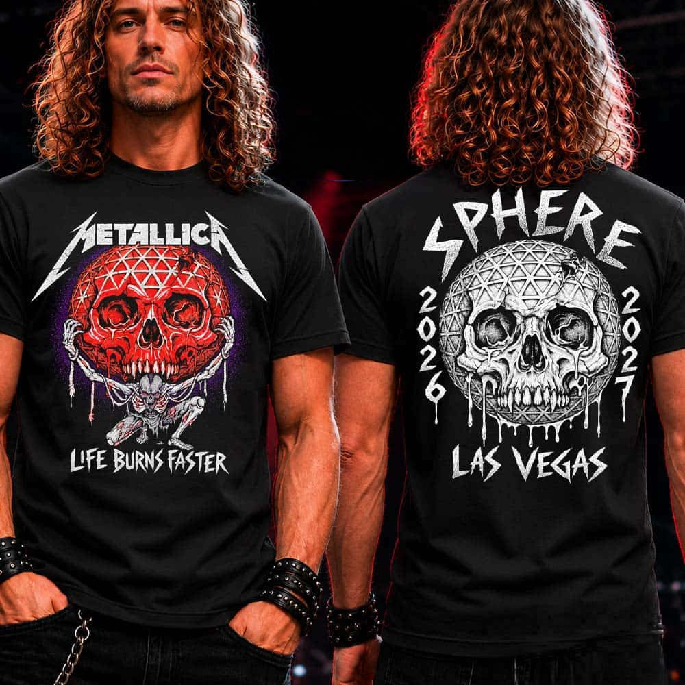 Metallica Merch Life Burns Faster Sphere Las Vegas Concert Tour 2026-2027 Black T-Shirt Gift For Rock Fans 1 - Unicasport Metallica Merch Life Burns Faster Sphere Las Vegas Concert Tour 2026-2027 Black T-Shirt Gift For Rock Fans