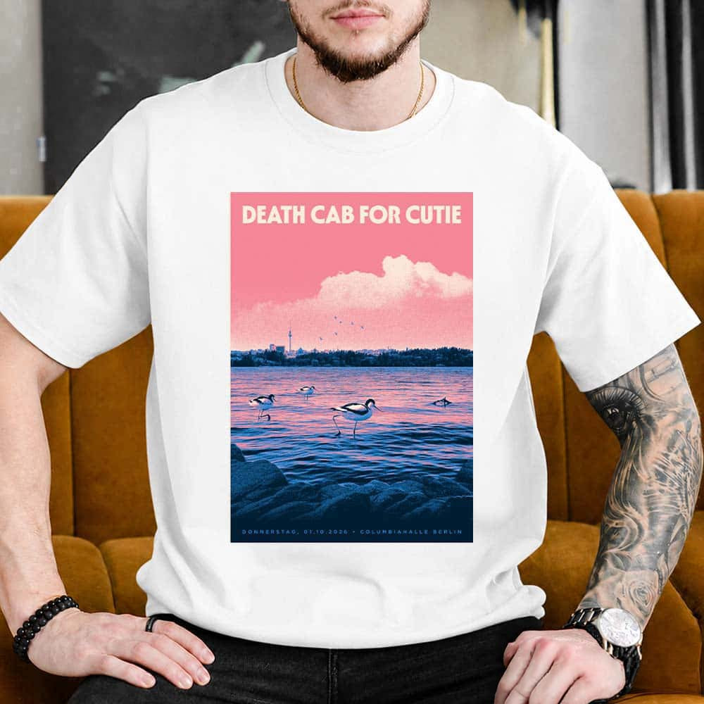 Death Cab For Cutie 2026 Merch At The Columbiahalle I Built You A Tower Tour White T-Shirt Fans Gear 1 - Unicasport Death Cab For Cutie 2026 Merch At The Columbiahalle I Built You A Tower Tour White T-Shirt Fans Gear