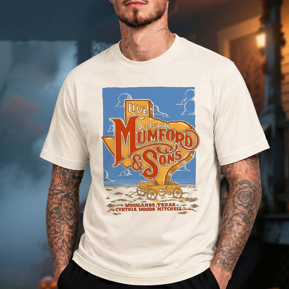 Mumford And Sons Merch At The Cynthia Woods Mitchell Pavilion In The Woodlands TX 2026 Poster Fans Gear