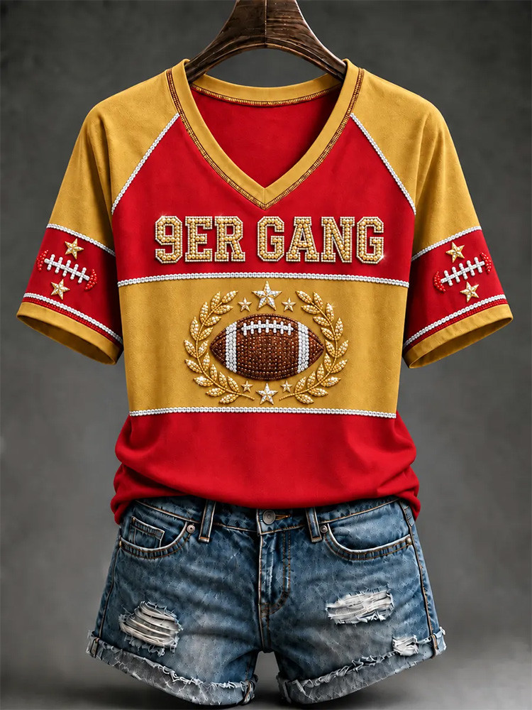 San Francisco 49ers Merch 9er Gang V-Neck Shirt NFL Outfit Football Fan Gifts 1 - Unicasport San Francisco 49ers Merch 9er Gang V-Neck Shirt NFL Outfit Football Fan Gifts
