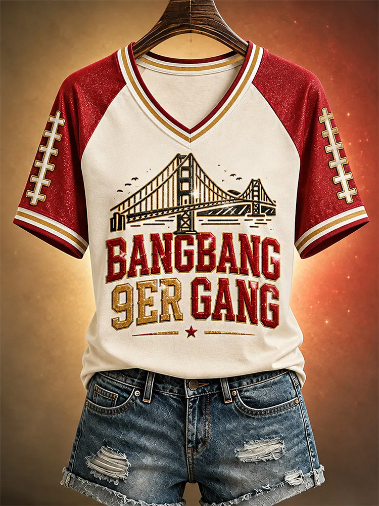San Francisco 49ers Merch Bang Bang 99er Gang V-Neck Shirt NFL Outfit Gift For Francisco Lovers 1 - Unicasport San Francisco 49ers Merch Bang Bang 99er Gang V-Neck Shirt NFL Outfit Gift For Francisco Lovers