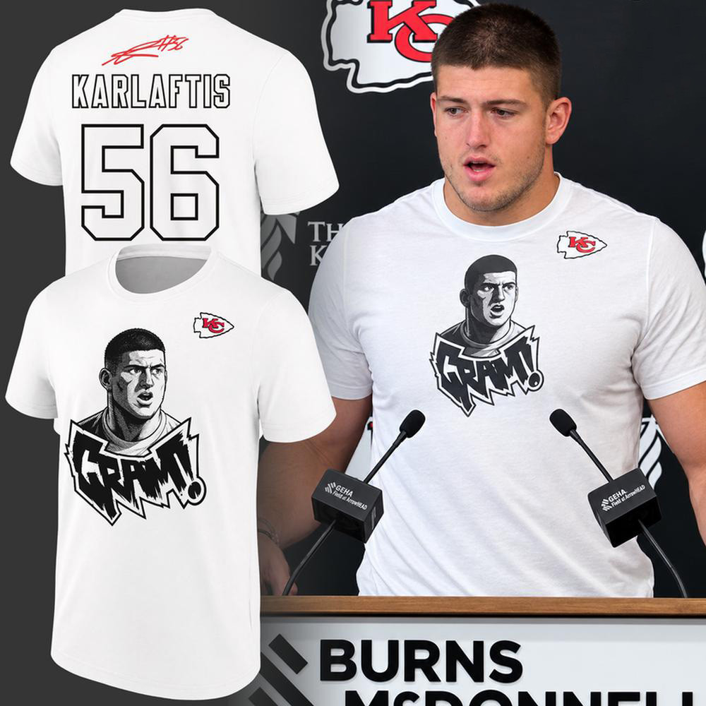 George Karlaftis 56 Kansas City Chiefs White Signature Shirt KC Chiefs Merch Karlaftis Fans Gift 1 - Unicasport George Karlaftis 56 Kansas City Chiefs White Signature Shirt KC Chiefs Merch Karlaftis Fans Gift
