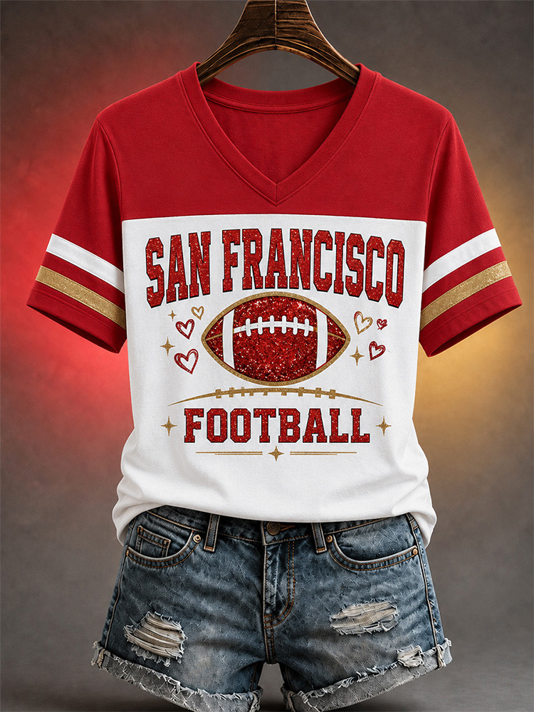 San Francisco 49ers Merch San Francisco Football V-Neck Shirt NFL Outfit Gifts Idea 1 - Unicasport San Francisco 49ers Merch San Francisco Football V-Neck Shirt NFL Outfit Gifts Idea
