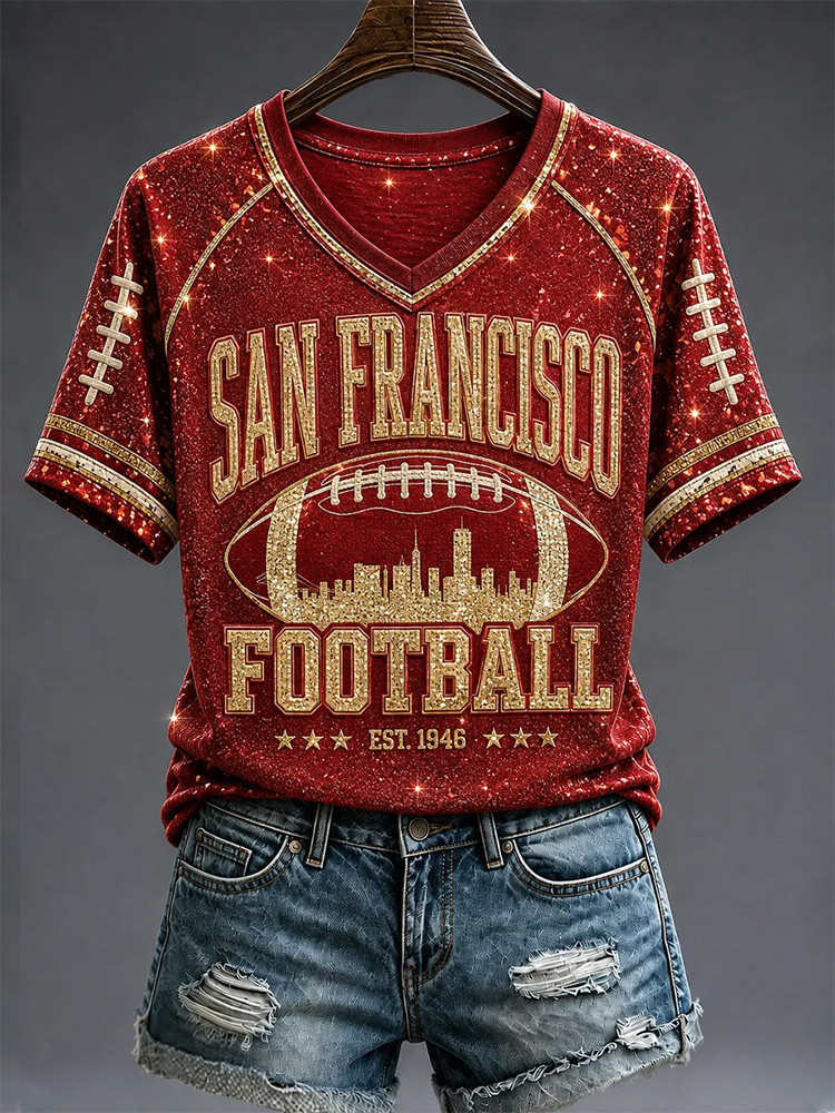 San Francisco 49ers Merch San Francisco Football Est 1946 V-Neck Shirt Game Day Outfit Gifts Idea 1 - Unicasport San Francisco 49ers Merch San Francisco Football Est 1946 V-Neck Shirt Game Day Outfit Gifts Idea