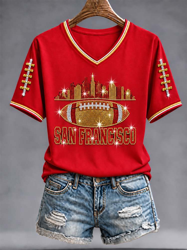 San Francisco 49ers Merch San Francisco V-Neck Shirt NFL Outfit Football Gift Idea