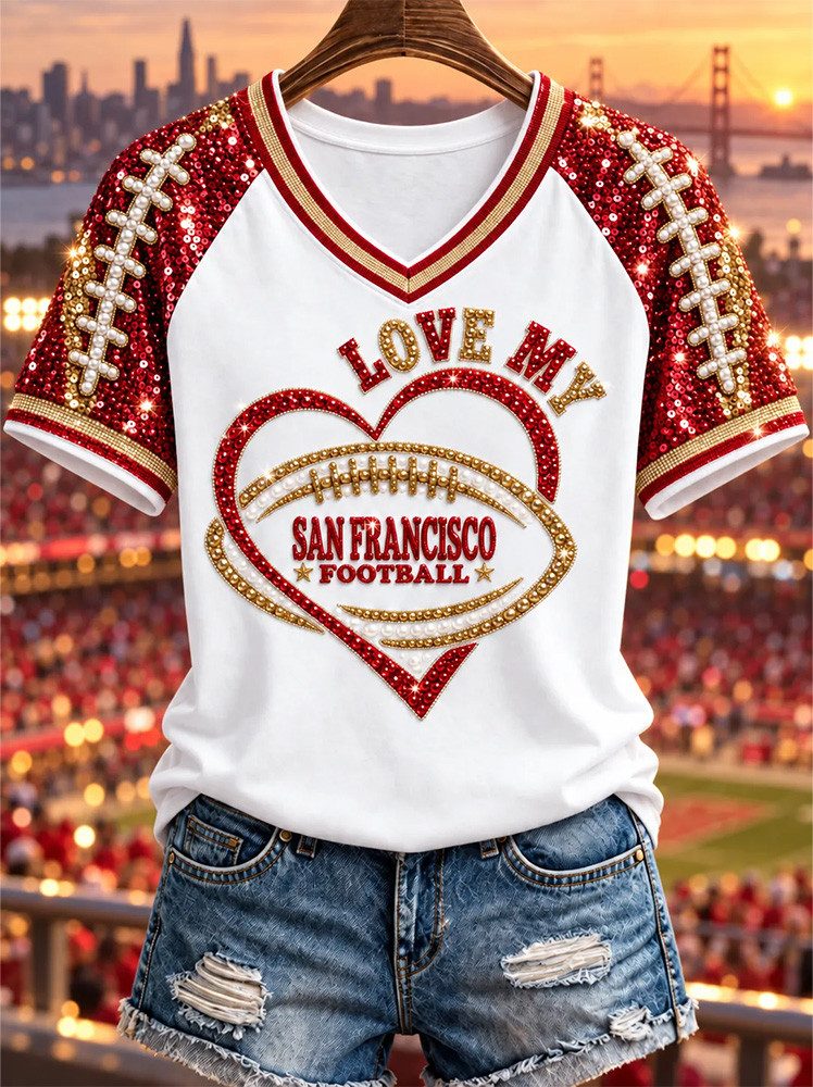 San Francisco 49ers Merch Love My San Francisco V-Neck Shirt Game Day Outfit Gift For 49ers Lovers 1 - Unicasport San Francisco 49ers Merch Love My San Francisco V-Neck Shirt Game Day Outfit Gift For 49ers Lovers