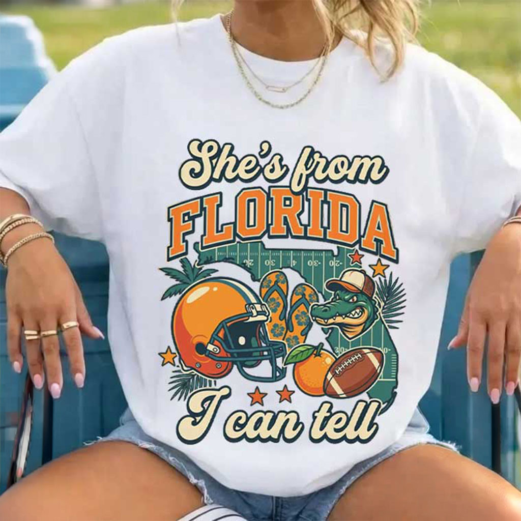 Football Gator Souvenir She's From Florida I Can Tell Shirt Game Day T-Shirt Gifts For Besties 1 - Unicasport Football Gator Souvenir She's From Florida I Can Tell Shirt Game Day T-Shirt Gifts For Besties