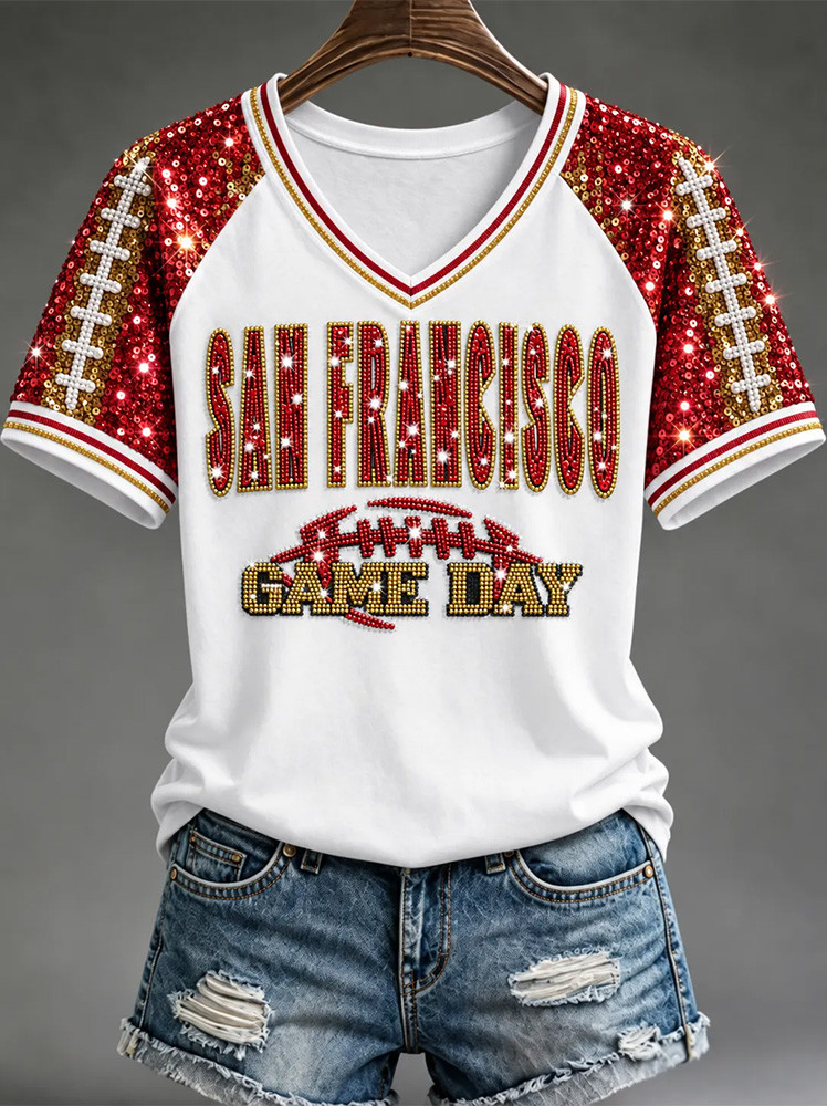 San Francisco 49ers Merch San Francisco Game Day V-Neck Shirt NFL Outfit Gift For 49ers Lovers 1 - Unicasport San Francisco 49ers Merch San Francisco Game Day V-Neck Shirt NFL Outfit Gift For 49ers Lovers