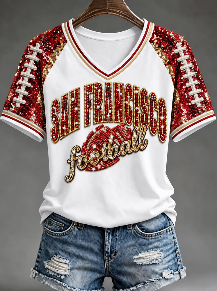 San Francisco 49ers Merch San Francisco Football V-Neck Shirt NFL Clothing Gifts Idea 1 - Unicasport San Francisco 49ers Merch San Francisco Football V-Neck Shirt NFL Clothing Gifts Idea