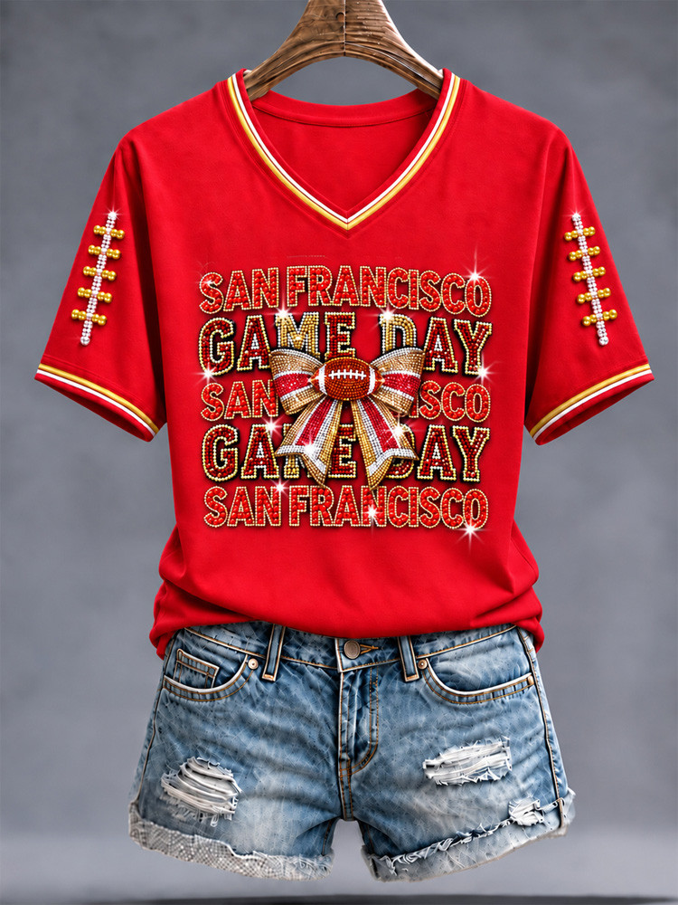 San Francisco 49ers Merch San Francisco Game Day V-Neck Shirt NFL Outfit Football Fan Gifts 1 - Unicasport San Francisco 49ers Merch San Francisco Game Day V-Neck Shirt NFL Outfit Football Fan Gifts