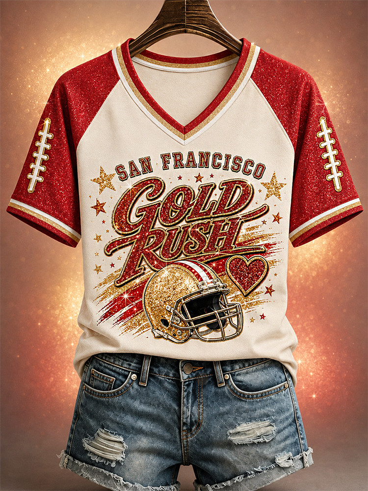San Francisco 49ers Merch San Francisco Go Rush V-Neck Shirt NFL Outfit Football Fan Gifts 1 - Unicasport San Francisco 49ers Merch San Francisco Go Rush V-Neck Shirt NFL Outfit Football Fan Gifts