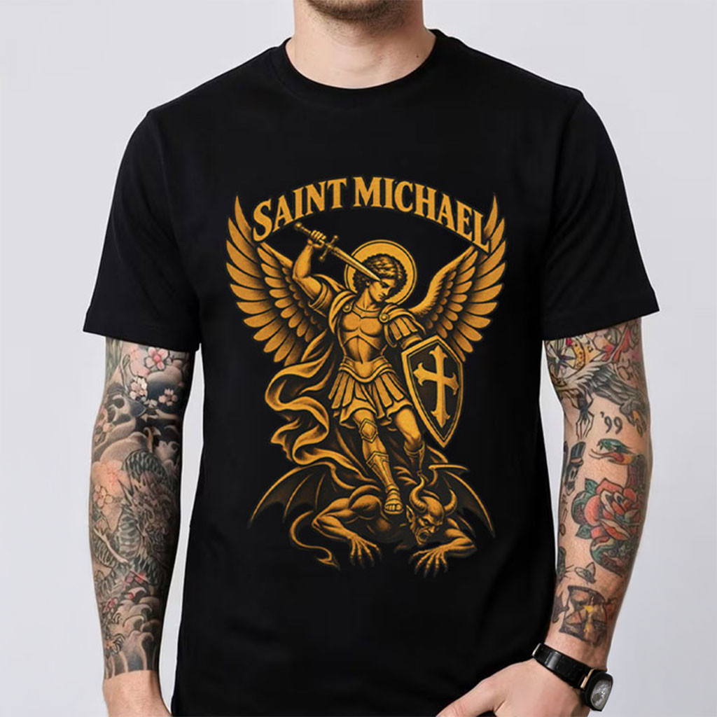 Saint Michael Archangel Catholic Christian Religious T-Shirt Faith Protection Apparel Gifts 1 - Unicasport Saint Michael Archangel Catholic Christian Religious T-Shirt Faith Protection Apparel Gifts