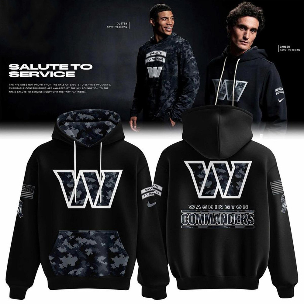 Washington Commanders Merch Salute To Service Camo Hoodie NFL Apparel Commanders Fans Gifts