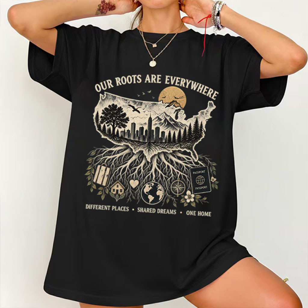 Our Roots Are Everywhere Immigrant Heritage Vintage America T-Shirt Cultural Unity Apparel 1 - Unicasport Our Roots Are Everywhere Immigrant Heritage Vintage America T-Shirt Cultural Unity Apparel