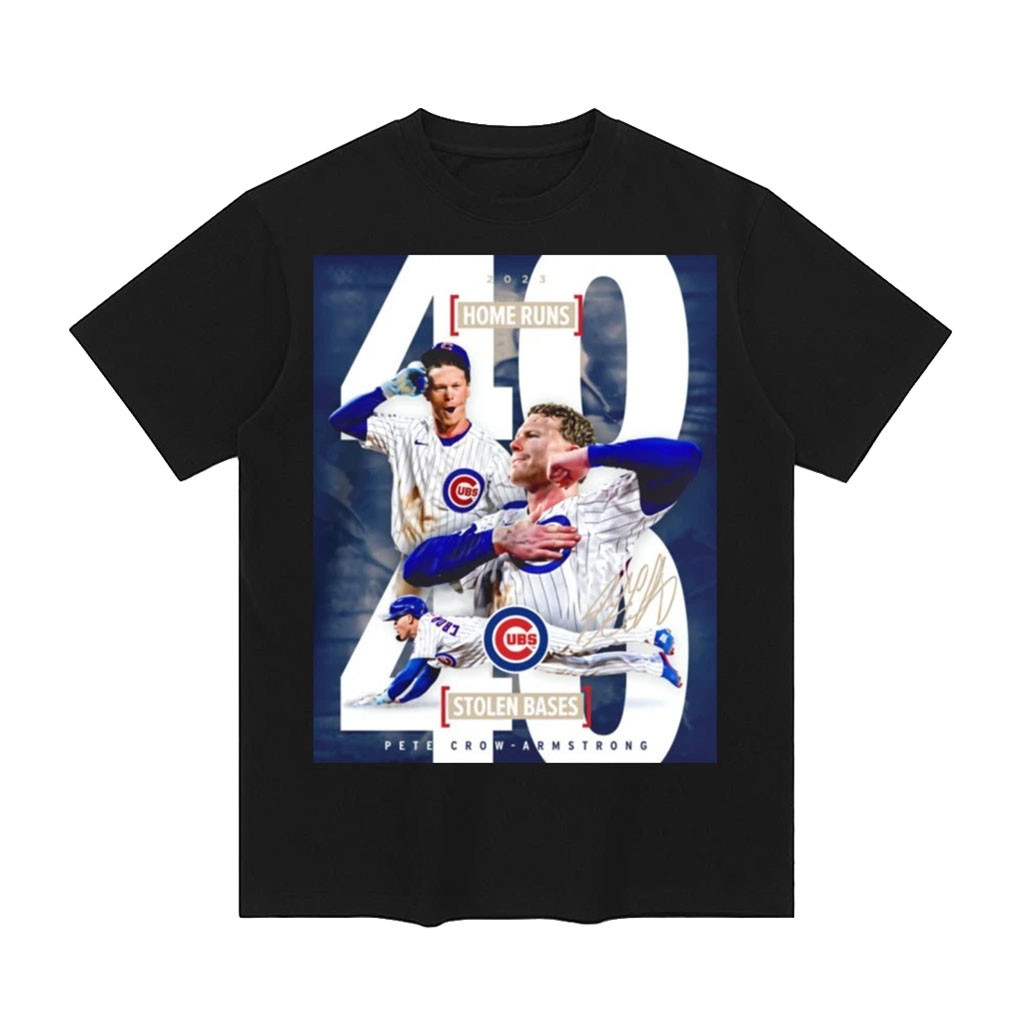 Pete Crow Armstrong Merch 2026 40 Home Runs 40 Stolen Bases Chicago Cubs T-Shirt Fan Gear 1 - Unicasport Pete Crow Armstrong Merch 2026 40 Home Runs 40 Stolen Bases Chicago Cubs T-Shirt Fan Gear