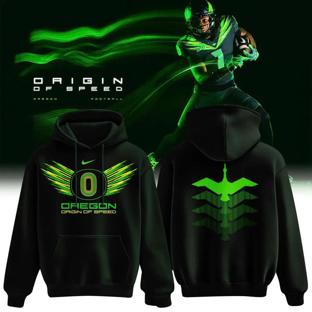 Oregon Ducks X Origin Of Speed Merch Forest Night Green Hoodie Oregon Ducks Football Apparel