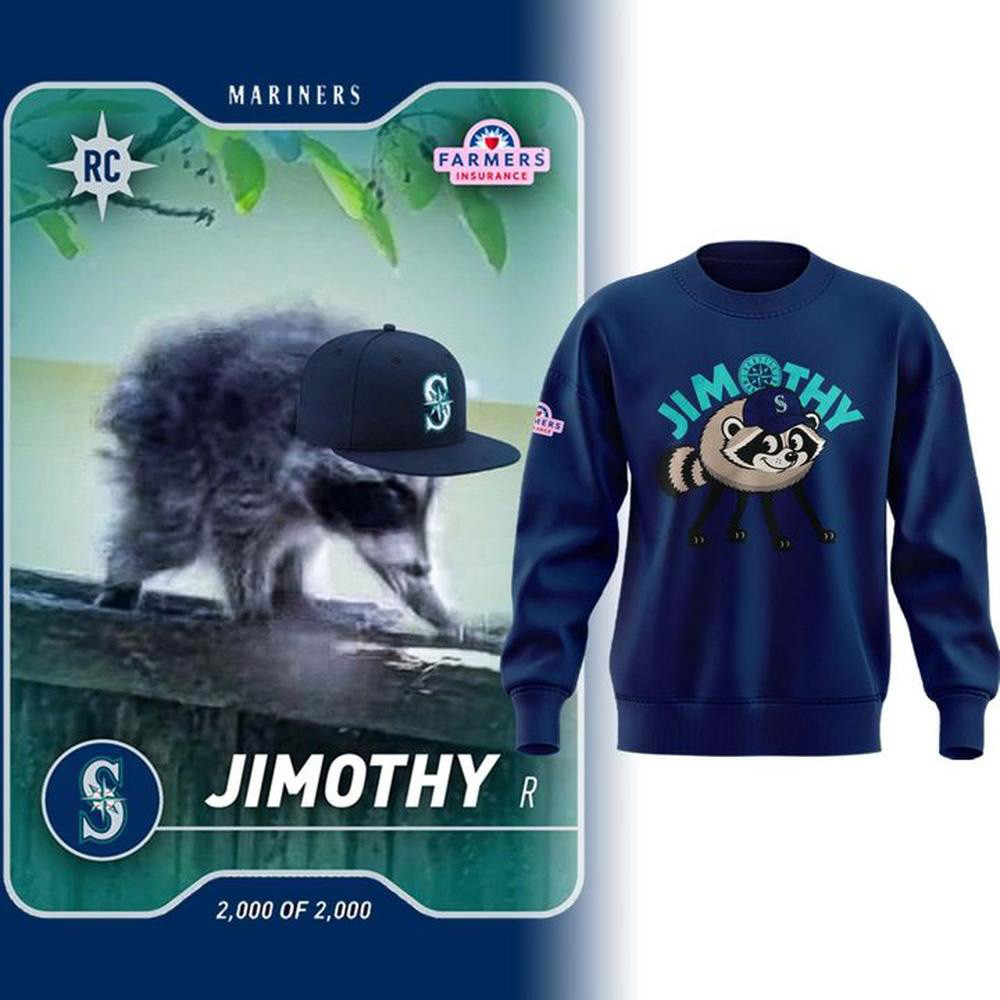 Seattle Mariners X Jimothy Merch Sweatshirt Jimothy The Raccoon Clothes Gifts Ideas