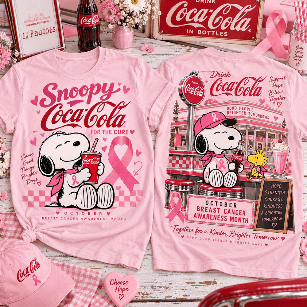 Snoopy X Coca Cola X Pink Ribbon Breast Cancer Awareness Shirt Cancer Support Shirt Gifts Ideas 1 - Unicasport Snoopy X Coca Cola X Pink Ribbon Breast Cancer Awareness Shirt Cancer Support Shirt Gifts Ideas