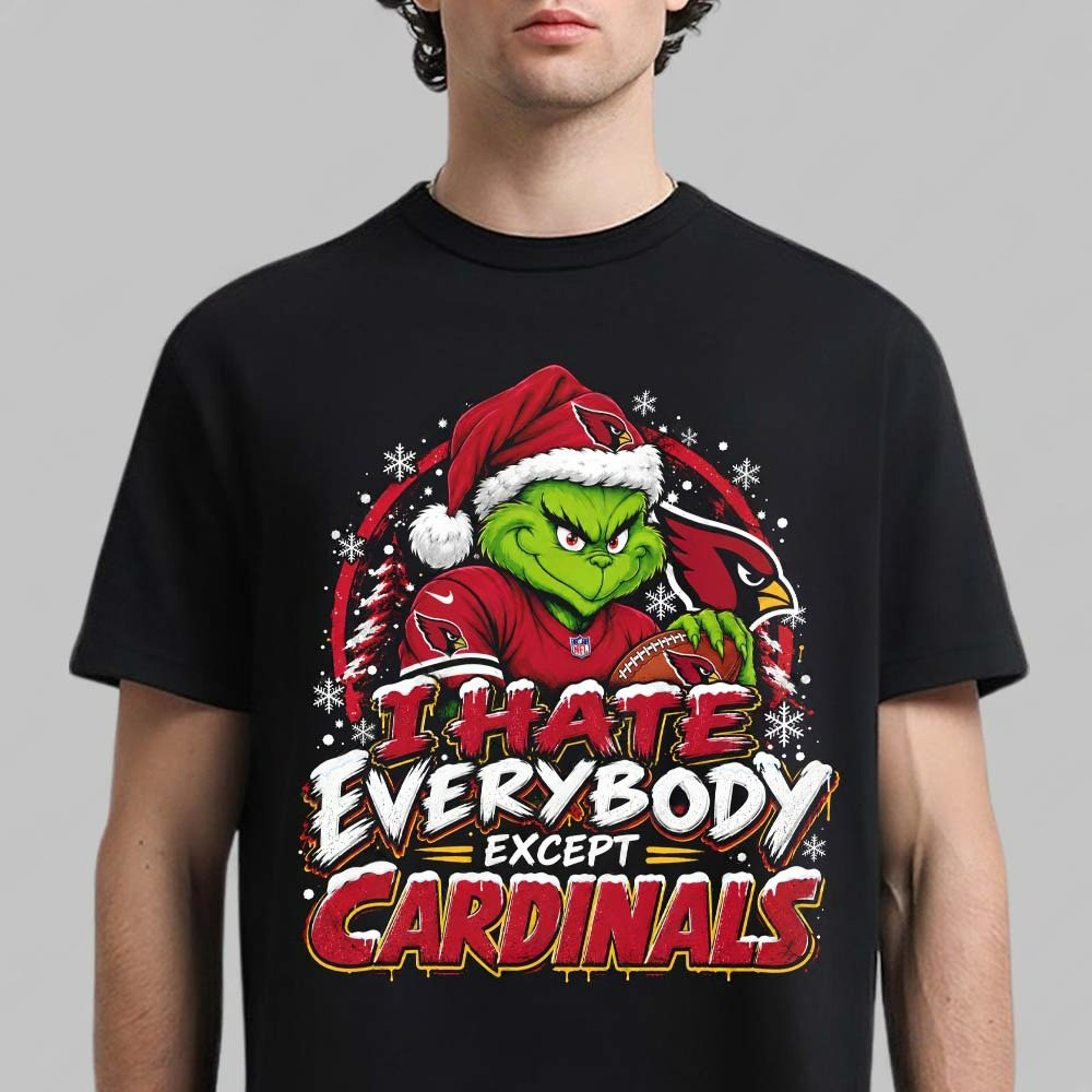 Arizona Cardinals Merch X Grinch I Hate Everybody Except Cardinals Shirt NFL Apparel Gifts Idea 1 - Unicasport Arizona Cardinals Merch X Grinch I Hate Everybody Except Cardinals Shirt NFL Apparel Gifts Idea
