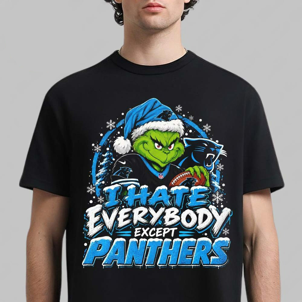 Carolina Panthers Merch X Grinch I Hate Everybody Except Falcons Shirt Panthers Fans Gifts
