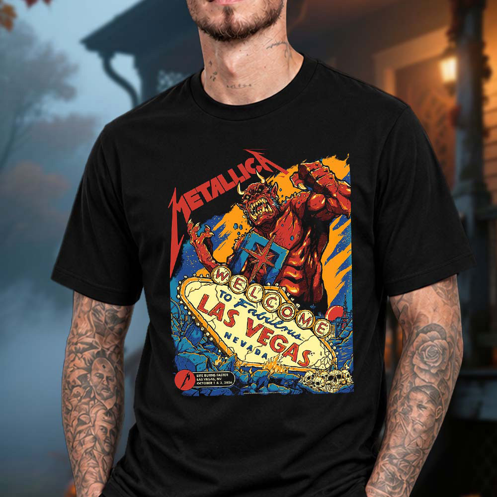 Metallica Merch Las Vegas NV Exclusive Poster Graphic Shirt Metallica Concert Apparel
