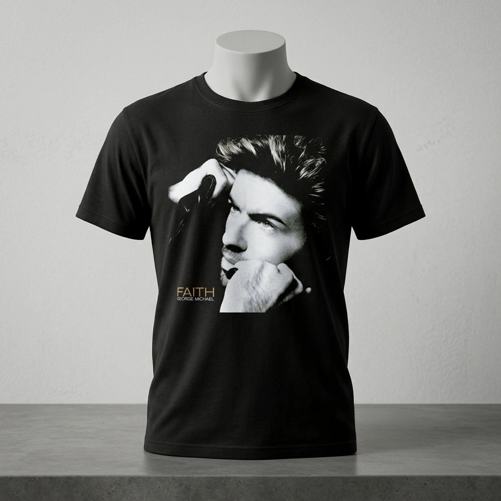 George Michael Merch 2026 Faith Black And White Portrait T-Shirt Presents For Music Lovers 1 - Unicasport George Michael Merch 2026 Faith Black And White Portrait T-Shirt Presents For Music Lovers