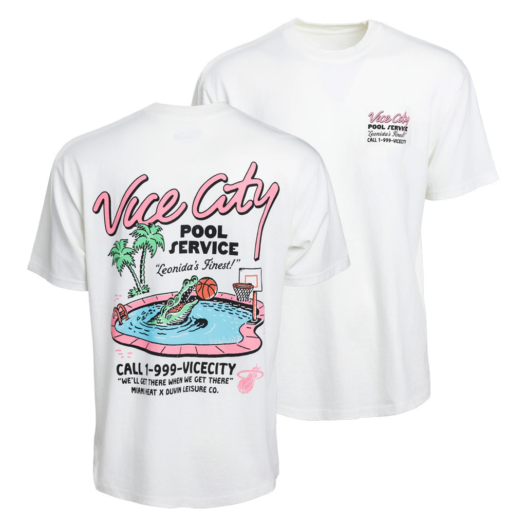 GTA 6 Vice City Merch 2026 Court Culture x Duvin Vice City Pool Service Shirt Miami Heat Store Merch 1 - Unicasport GTA 6 Vice City Merch 2026 Court Culture x Duvin Vice City Pool Service Shirt Miami Heat Store Merch