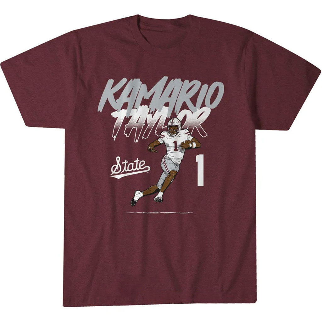 Mississippi State Football Kamario Taylor Name Number Pose T-Shirt MS Bulldogs Merch Fan Gifts 1 - Unicasport Mississippi State Football Kamario Taylor Name Number Pose T-Shirt MS Bulldogs Merch Fan Gifts