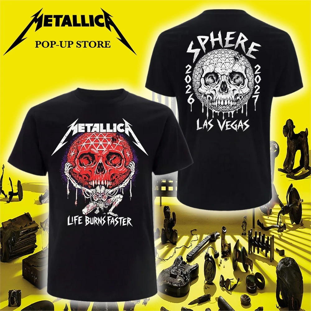 Metallica Sphere Merch 2026 Red Skull Globe T-Shirt Life Burns Faster Shirt Music Fan Gifts 1 - Unicasport Metallica Sphere Merch 2026 Red Skull Globe T-Shirt Life Burns Faster Shirt Music Fan Gifts