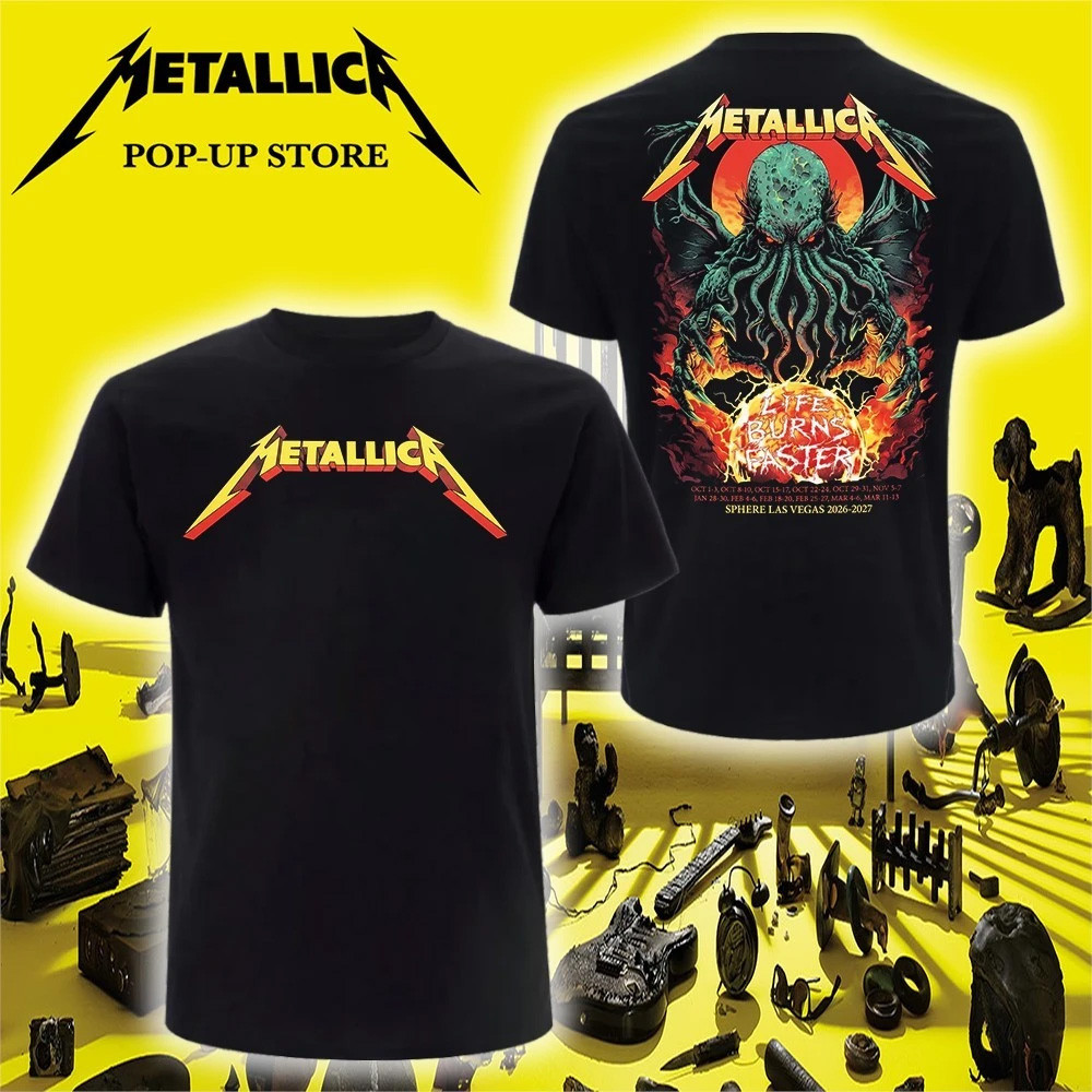 Metallica Sphere Merch 2026 Green Cthulhu Monster T-Shirt Life Burns Faster Concert Merch 1 - Unicasport Metallica Sphere Merch 2026 Green Cthulhu Monster T-Shirt Life Burns Faster Concert Merch
