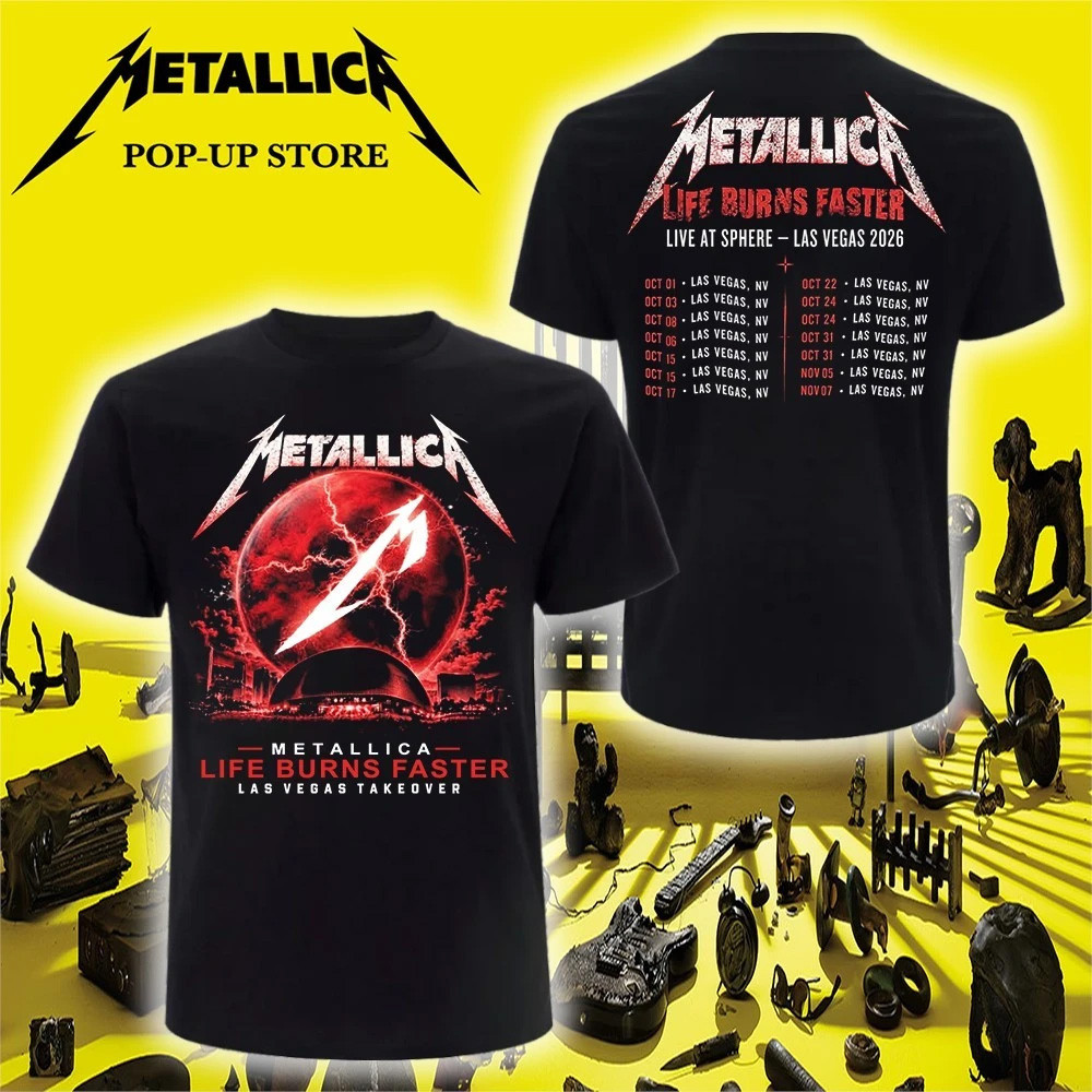 Metallica Sphere Merch 2026 Tour Dates Red Sphere T-Shirt Life Burns Faster Merch Fan Gifts 1 - Unicasport Metallica Sphere Merch 2026 Tour Dates Red Sphere T-Shirt Life Burns Faster Merch Fan Gifts