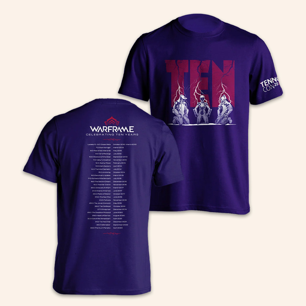 Warframe Merch TennoCon Tee Celebrating Ten Years Shirt Gifts For Warframe Lovers 1 - Unicasport Warframe Merch TennoCon Tee Celebrating Ten Years Shirt Gifts For Warframe Lovers