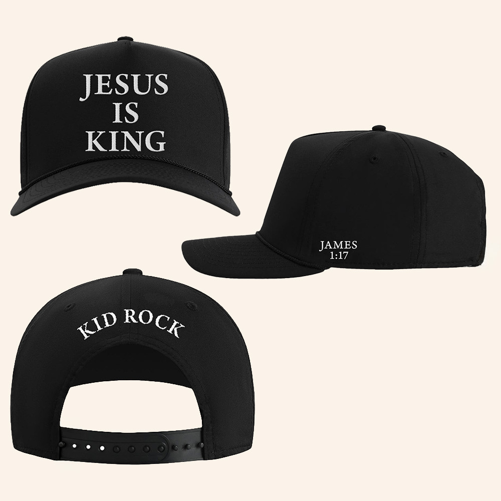 Kid Rock Merch Jesus Is King Black Hat Kid Rock Baseball Cap Faith Based Headwear Gifts Ideas