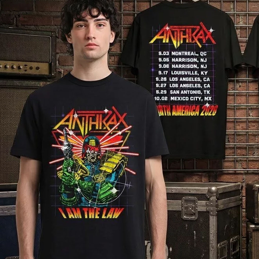 Anthrax North America 2026 Tour Merch I Am The Law Cyber Judge T-Shirt Gift For Band Fans 1 - Unicasport Anthrax North America 2026 Tour Merch I Am The Law Cyber Judge T-Shirt Gift For Band Fans
