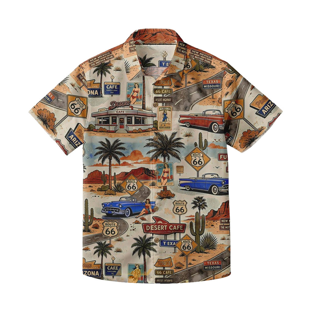 Route 66 Desert Highway Vintage Hawaiian Shirt Route 66 Merch Car Lovers Gift For Him 1 - Unicasport Route 66 Desert Highway Vintage Hawaiian Shirt Route 66 Merch Car Lovers Gift For Him