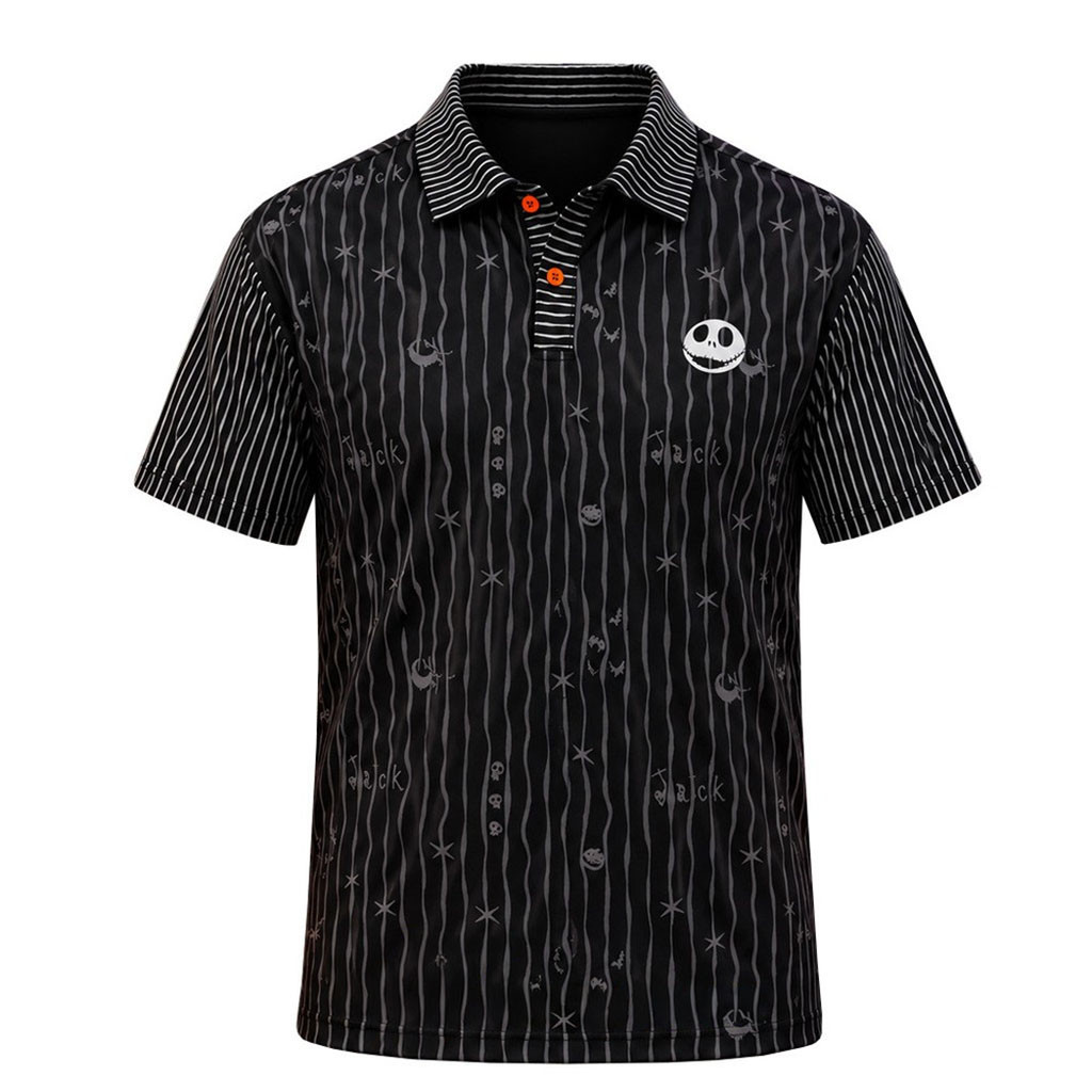 Jack Skellington Spooky Pinstripe Halloween 2026 Polo Shirt Jack Skellington Merch Gift Ideas 1 - Unicasport Jack Skellington Spooky Pinstripe Halloween 2026 Polo Shirt Jack Skellington Merch Gift Ideas
