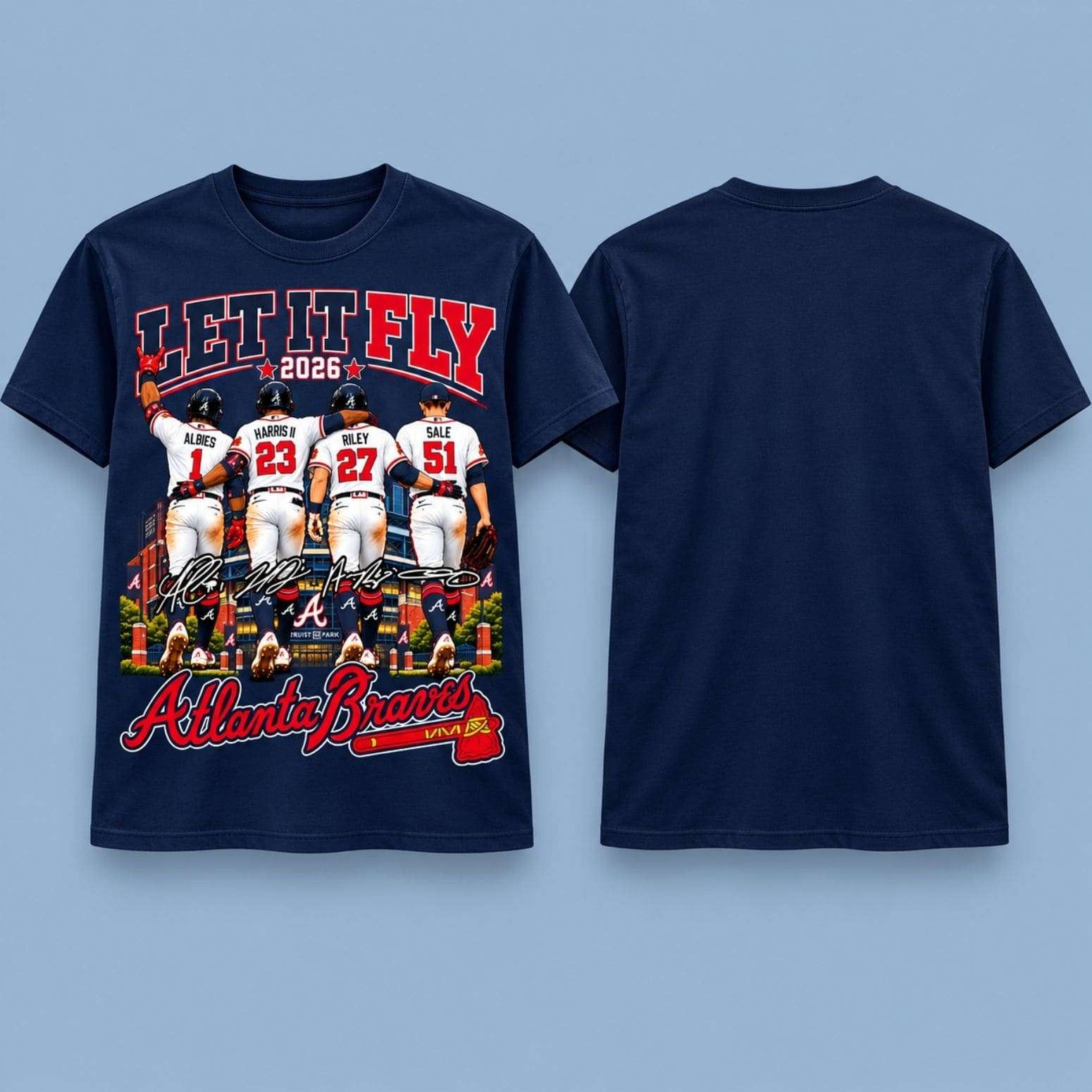 Braves Albies Harris II Riley Sale Let It Fly 2026 Shirt Atlanta Braves Merch Baseball GIfts 1 - Unicasport Braves Albies Harris II Riley Sale Let It Fly 2026 Shirt Atlanta Braves Merch Baseball GIfts