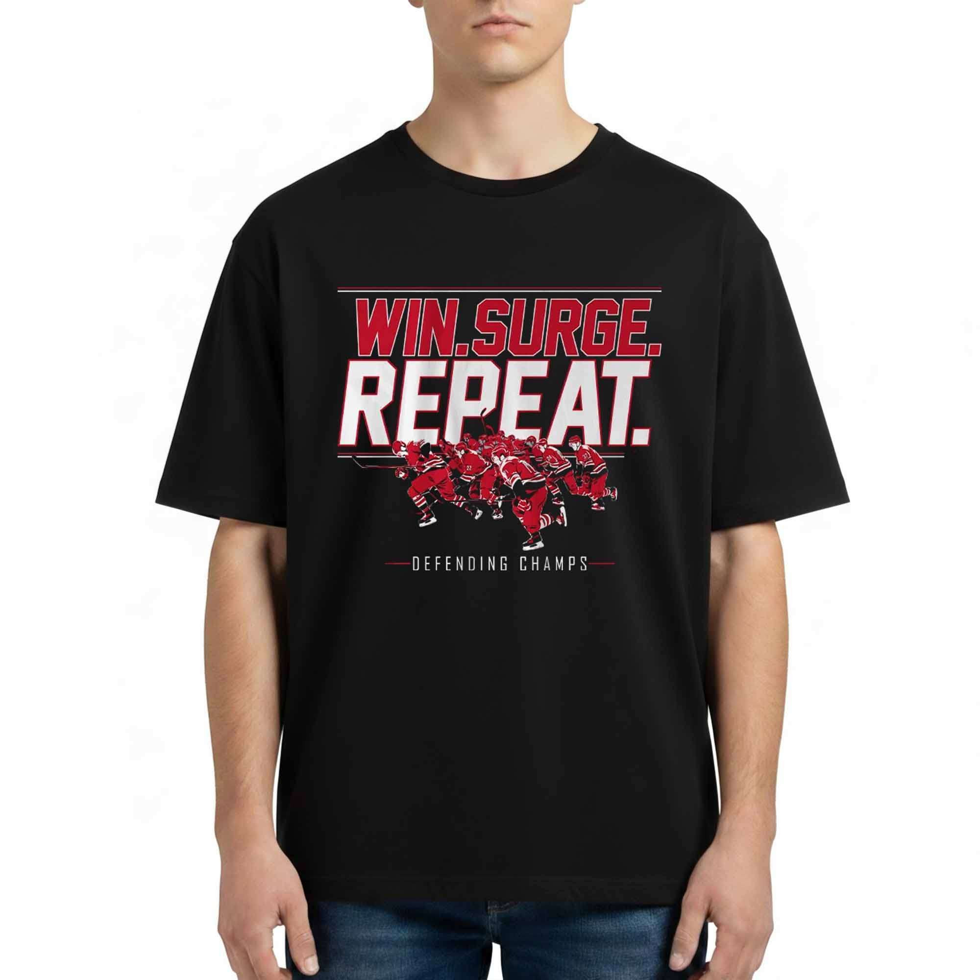 Carolina Hockey Win Surge Repeat Defending Champs Shirt Hurricanes Merch Gift For Fans 1 - Unicasport Carolina Hockey Win Surge Repeat Defending Champs Shirt Hurricanes Merch Gift For Fans