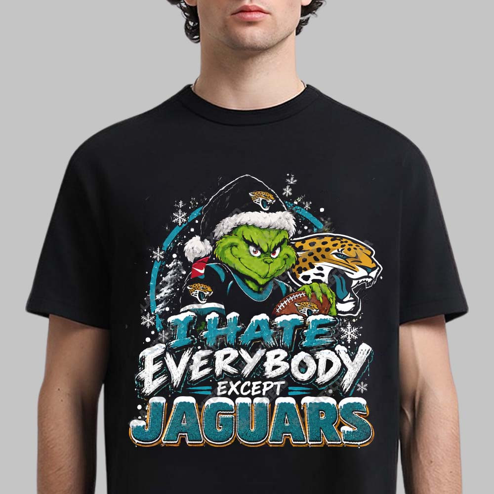 Jacksonville Jaguars Merch Grinch Except Jaguars Christmas Holiday T-Shirt Gift For Fans 1 - Unicasport Jacksonville Jaguars Merch Grinch Except Jaguars Christmas Holiday T-Shirt Gift For Fans