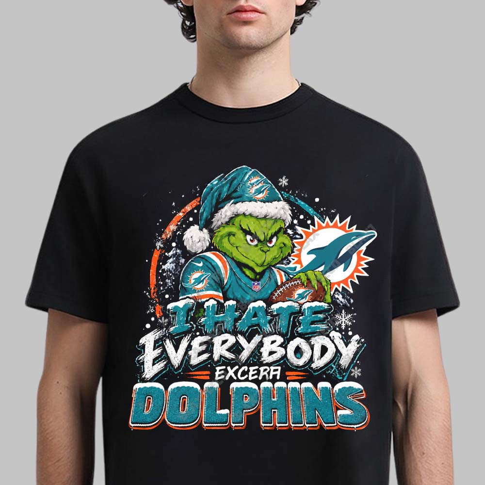 Miami Dolphins Merch Grinch Except Dolphins Christmas Holiday T-Shirt Gift For Fans 1 - Unicasport Miami Dolphins Merch Grinch Except Dolphins Christmas Holiday T-Shirt Gift For Fans
