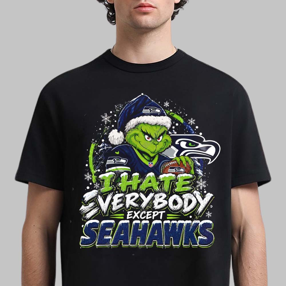 Seattle Seahawks Merch Grinch Except Seahawks Christmas Holiday T-Shirt Gift For Fans 1 - Unicasport Seattle Seahawks Merch Grinch Except Seahawks Christmas Holiday T-Shirt Gift For Fans