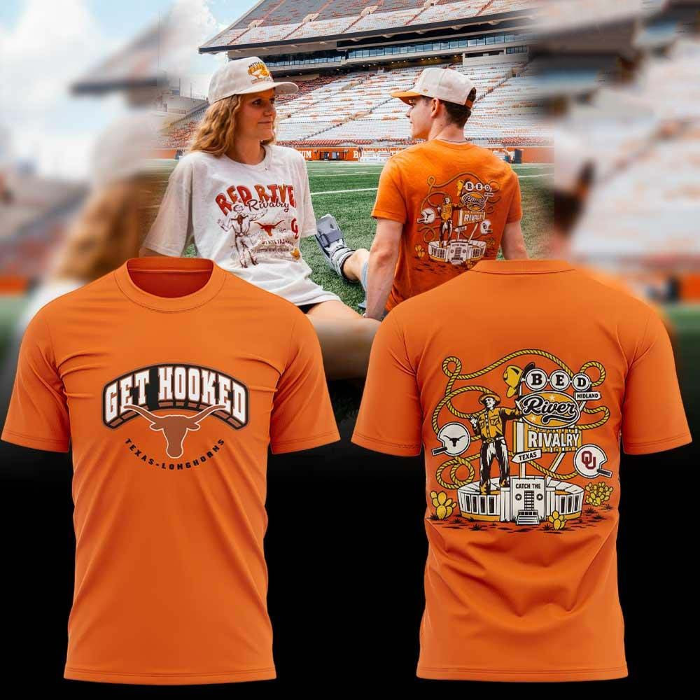 Texas Longhorns Merch Get Hooked Red River Rivalry T-Shirt Gift For Longhorns Fans 1 - Unicasport Texas Longhorns Merch Get Hooked Red River Rivalry T-Shirt Gift For Longhorns Fans