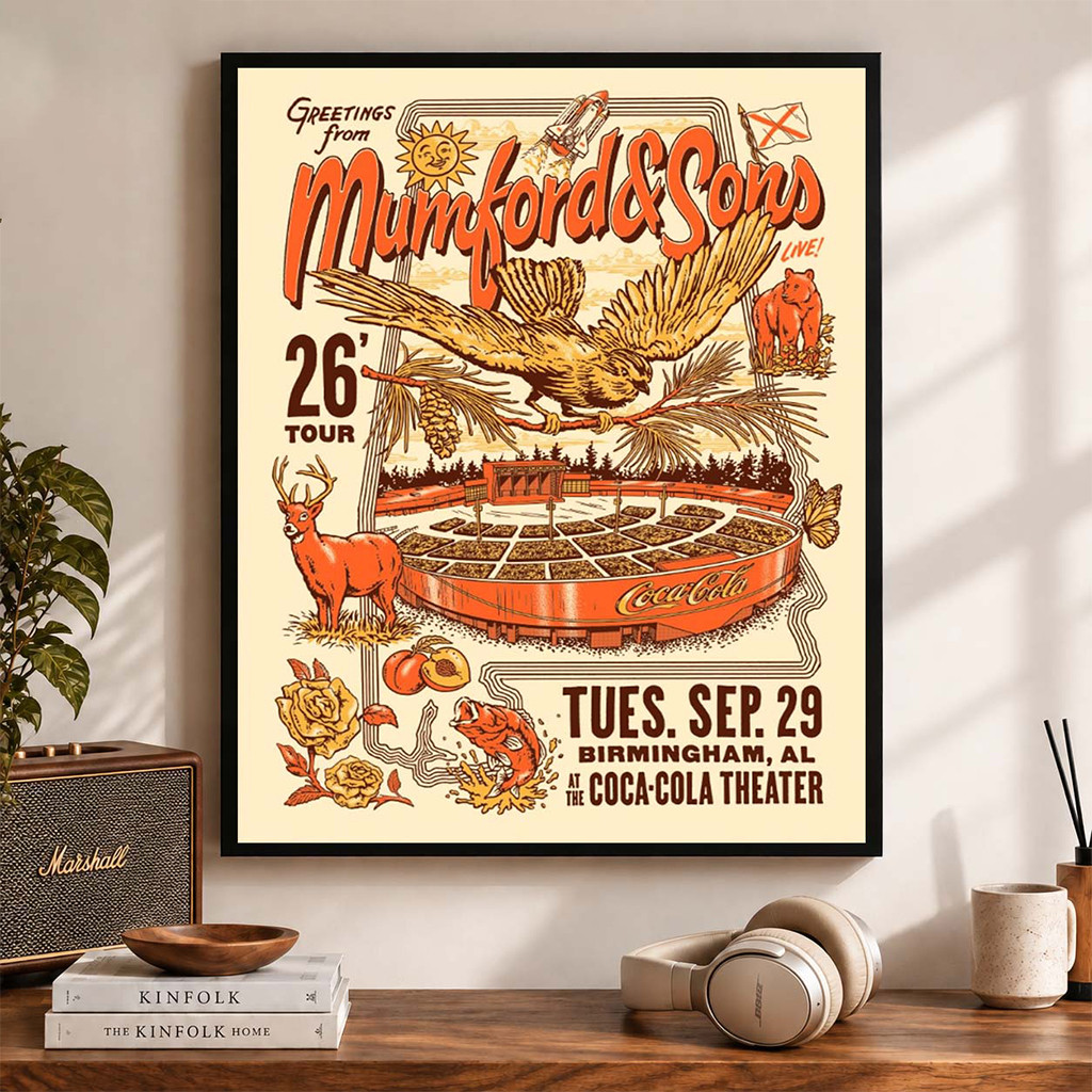 Mumford And Sons Birmingham AL 2026 Event Poster Mumford And Sons Merch Rock Lovers Gifts